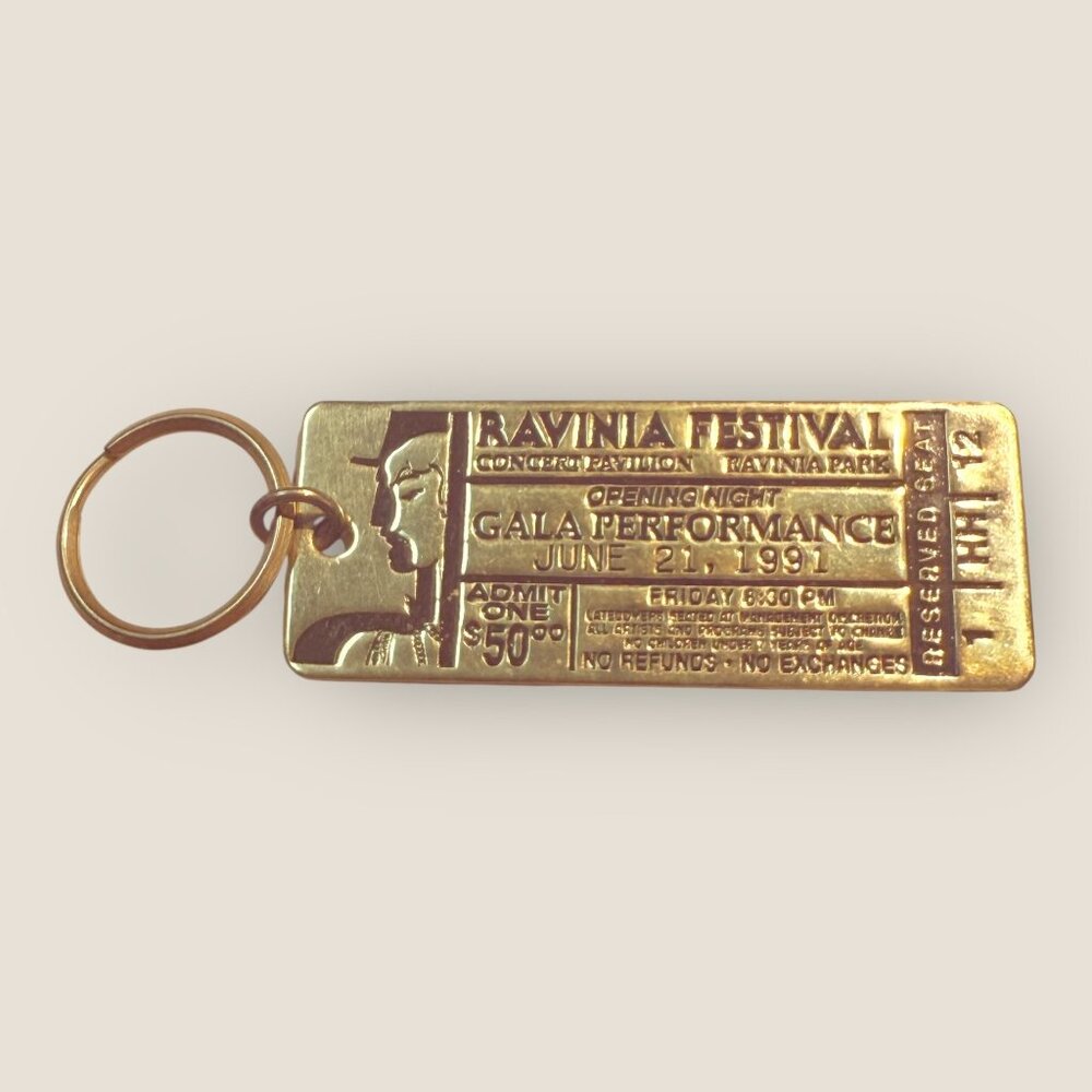 Ravinia Festival 1991 Gala Performance Brass Keychain Keyring Souvenir Ticket